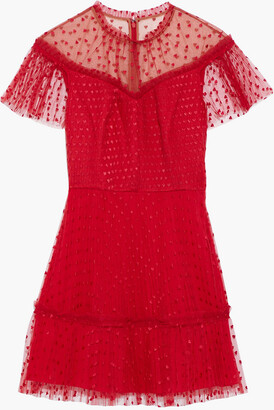 ML Monique Lhuillier Ruffle-trimmed Embroidered Tulle Mini Dress