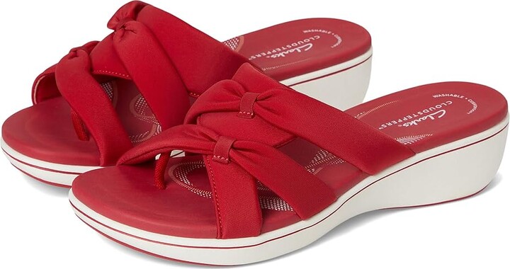 Clarks Breeze Rae Cam Women's Sandals Cherry Textile : 11 D - Wide, Leather