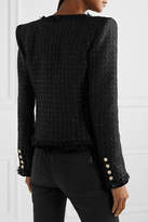 Thumbnail for your product : Balmain Velvet-trimmed Metallic Tweed Blazer - Black