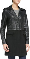 Thumbnail for your product : Walter Baker Alexa Combo Faux-Leather/Herringbone Coat, Black