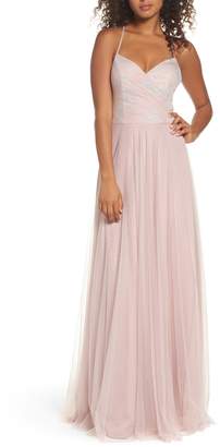 Paige Hayley Occasions Embellished Bodice Net Halter Gown