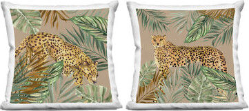 Cheetahs Prowling Through Palms 2 Piece Decorative Printed Throw Pillow Set, design by Janet Tava