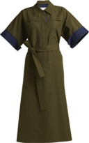Thumbnail for your product : Jil Sander Belted Cotton Canvas Midi Dress