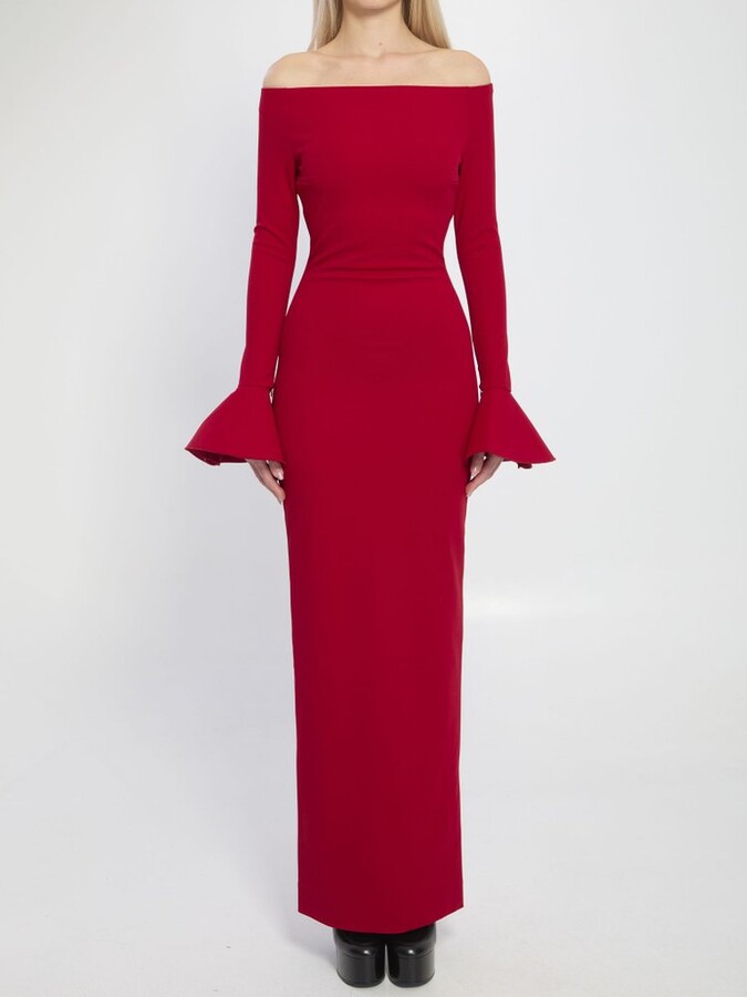 SOLACE London Anica Flared-Cuff Maxi Dress