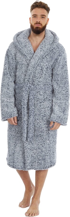 Stonebridge mens dressing gown bathrobe hooded luxury super soft charc