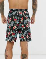 Thumbnail for your product : ASOS Design DESIGN lounge pyjama short with cartoon space print and branded waistband