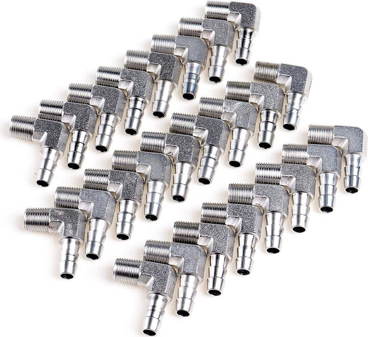 LTWFITTING 1/4 in. ID Hose x 1/8 in. Male NPT Air Gas 90-Degree Elbow Stainless Steel 316 Barb Fitting (25-Pieces)