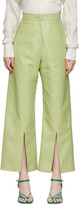 Thumbnail for your product : MATÉRIEL Green Faux-Leather Slit Pants