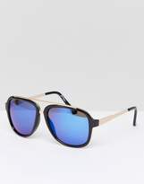 Thumbnail for your product : Jeepers Peepers metal aviator sunglasses in black/gold