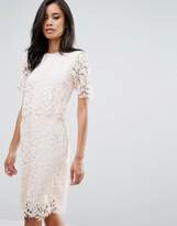 Thumbnail for your product : Club L Lace Detail Overlay Midi Scallop Dress