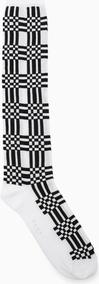 Marni White/black check pattern short socks