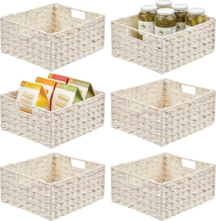 mDesign Woven Farmhouse Kitchen Pantry Food Storage Basket Box, Medium 6 Pack, White ShopStyle