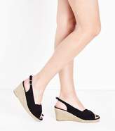 Thumbnail for your product : New Look Wide Fit Black Espadrille Peep Toe Wedges