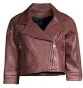 Cropped Leather Moto Jacket 