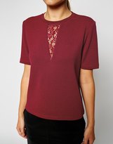 Thumbnail for your product : ASOS Textured Top with Lace Insert