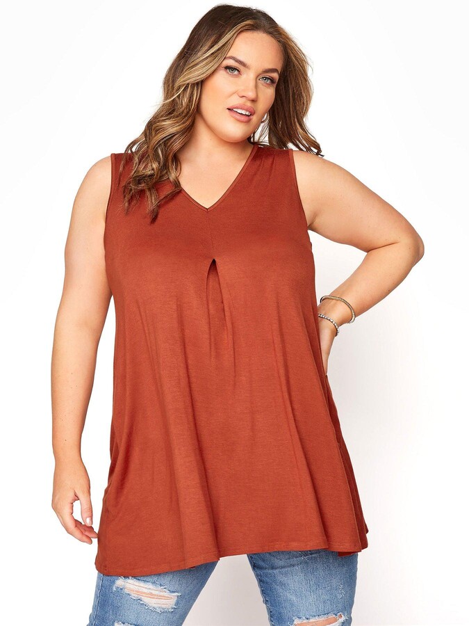 Yours Yours Swing Vest Rust ShopStyle Tops