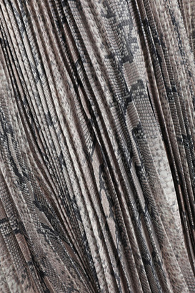 Zimmermann Corsage Pleat Asymmetric Snake-print Chiffon Midi Skirt