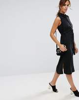 Thumbnail for your product : ASOS Sleeveless Collar Midi Dress With Eyelet Detail