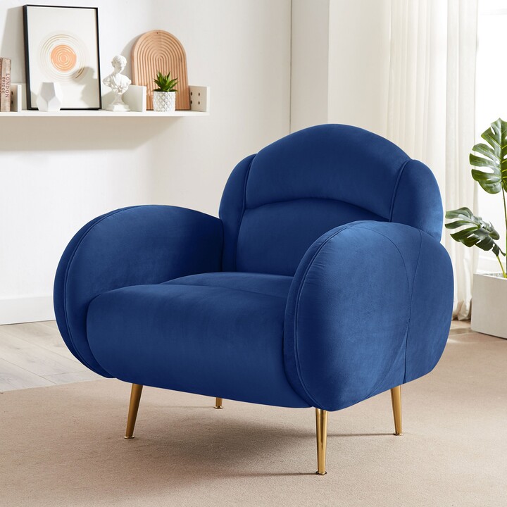VANOMi 35.45'' Wide Velvet Midcentury Modern Accent Chair, Eurostyle