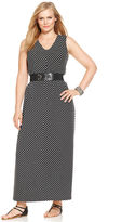 Thumbnail for your product : Alfani Plus Size Sleeveless Striped Belted Maxi Dress