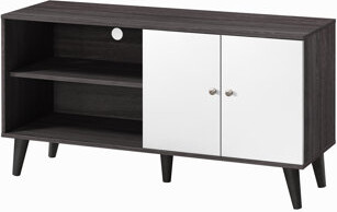 Modern TV Stand with 2 Shelves and 1 Cabinet, Ideal for TVs up to 47.3 Inches, Stylish and Functional Entertainment Centre in Brown