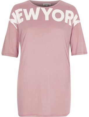 River Island Womens Pink 'New York' print boyfriend T-shirt