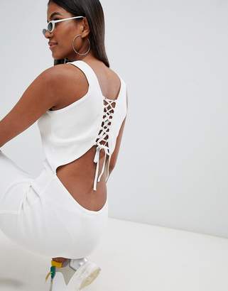 Missguided lace up mini dress