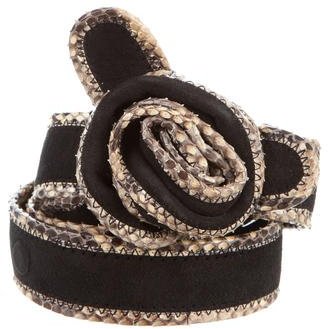 Marc Jacobs Suede Snakeskin-Trimmed Belt