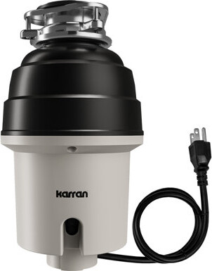 Karran 3/4 HP Continuous Feed Garbage Disposal for Kitchen Sinks with Power Cord and Accessories Included