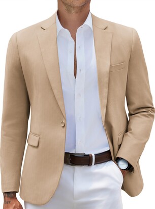 Business Casual Jackets Mylldey Men's Knit Blazer - One Button Business ...