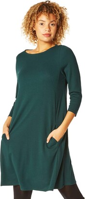 Roman Originals Women Slouch Dress with Pockets - Ladies Lounge Tunic Casual Oversized Cocoon Loose Relaxed Fit Floaty Baggy Crepe Work Office Business Smart Knee Length Day - Teal - Size 14