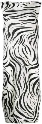 Pleats Please Issey Miyake Zebra-Pattern Pleated Dress