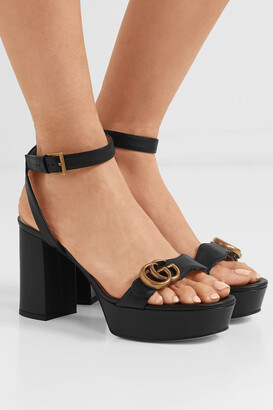 Gucci Marmont Logo-embellished Leather Platform Sandals