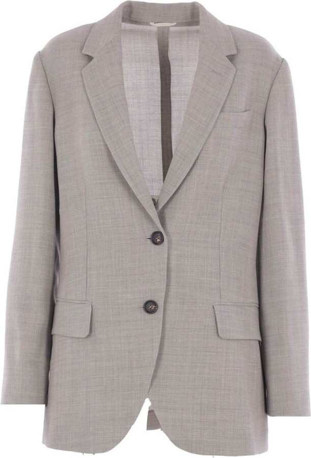 Brunello Cucinelli Monili Embellished Fluid Crêpe Twill Blazer