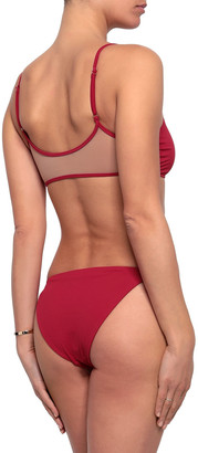 Tori Praver Swimwear Loria Mesh-paneled Ribbed Bikini Top