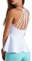 Thumbnail for your product : Charlotte Russe Strappy Back Halter Peplum Top