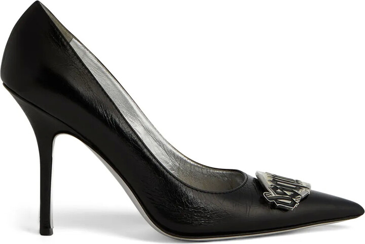 DSQUARED2 100mm Logo-Plaque Leather Pumps