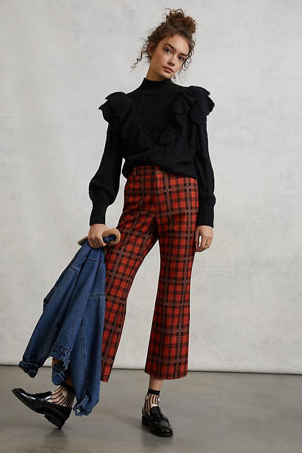 orange and blue plaid pants