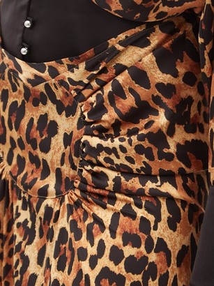 Paco Rabanne Gathered Leopard-print Satin Midi Skirt - Leopard