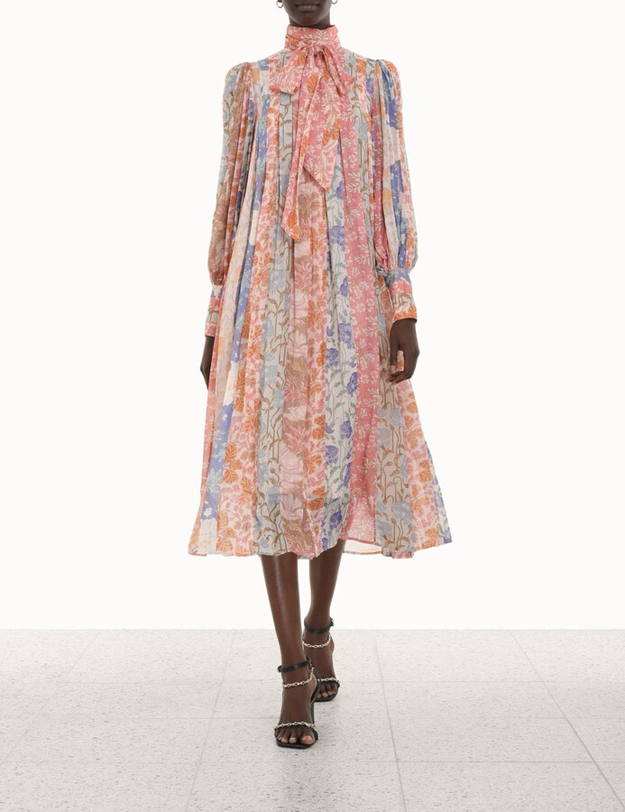 zimmermann tie neck midi dress