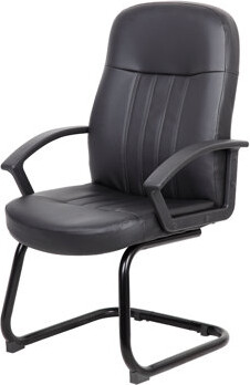 Benjara Luke Executive Armchair With Cantilever Frame, Black Faux Leather