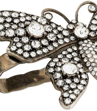 Gucci crystal-embellished butterfly palm bracelet