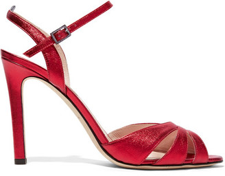 Sarah Jessica Parker Westminster Metallic Leather Sandals - Red