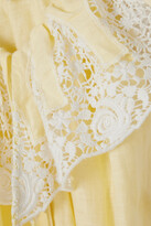 Thumbnail for your product : Miguelina Thalia Belted Crocheted Cotton And Linen Maxi Dress - Yellow