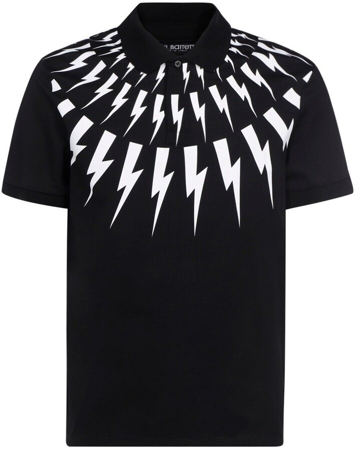 Neil Barrett Lightning Bolt Printed Polo Shirt - ShopStyle