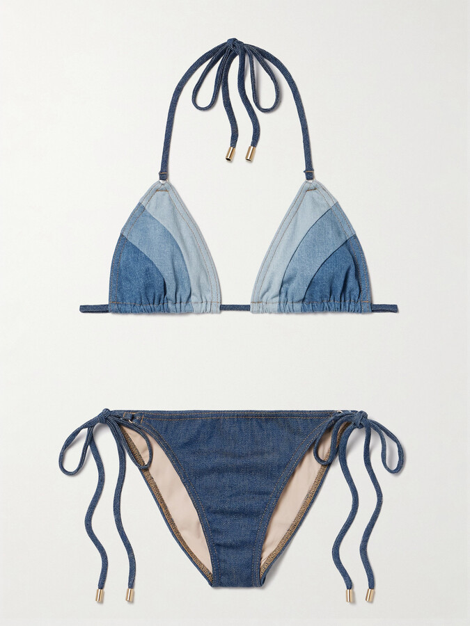 Zimmermann - Tallow Denim Triangle Bikini - Blue