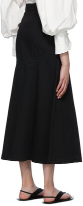 Mame Kurogouchi Black Paneled Denim Skirt