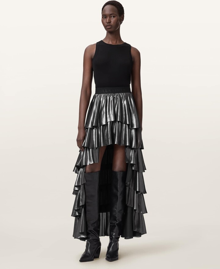 AllSaints Cavarly Metallic Maxi Skirt