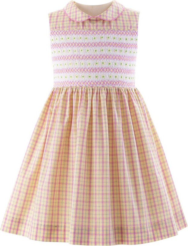 Checked Flower Smocked Dress