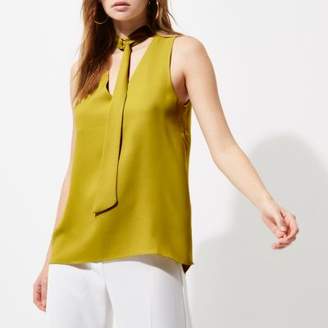 River Island Womens Lime D-ring tie neck sleeveless top